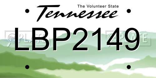 LBP2149 Tennessee License Plate