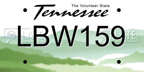 LBW159 Tennessee License Plate