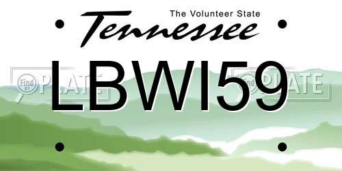 LBWI59 Tennessee License Plate