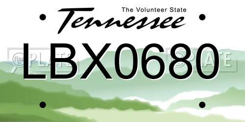 LBX0680 Tennessee License Plate