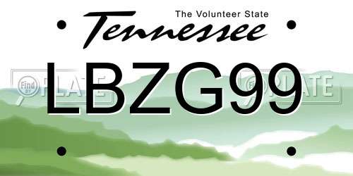 LBZG99 Tennessee License Plate