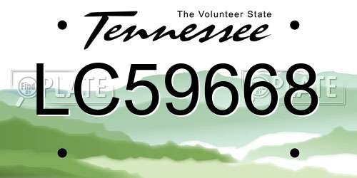 LC59668 Tennessee License Plate