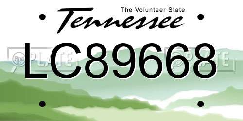 LC89668 Tennessee License Plate