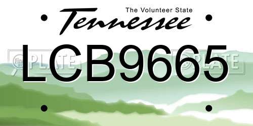 LCB9665 Tennessee License Plate