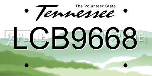 LCB9668 Tennessee License Plate