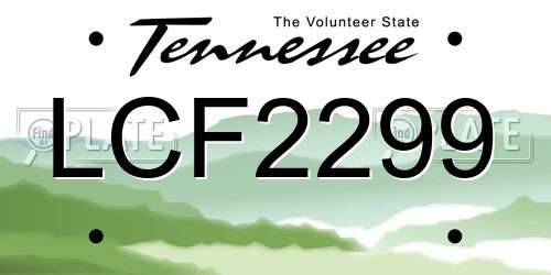 LCF2299 Tennessee License Plate
