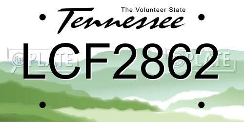 LCF2862 Tennessee License Plate