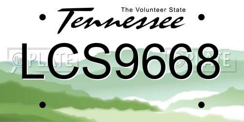 LCS9668 Tennessee License Plate