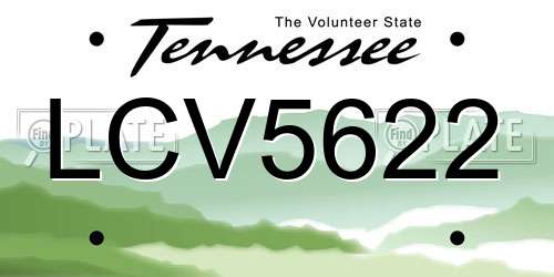 LCV5622 Tennessee License Plate