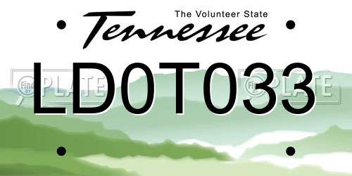 LD0T033 Tennessee License Plate