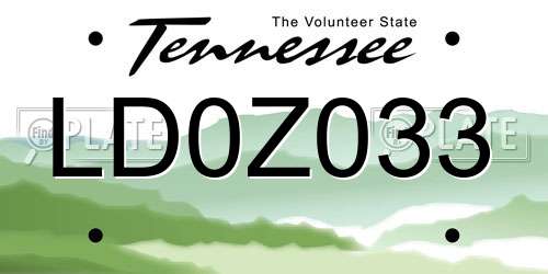 LD0Z033 Tennessee License Plate