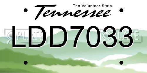LDD7033 Tennessee License Plate