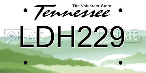 LDH229 Tennessee License Plate
