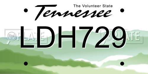 LDH729 Tennessee License Plate