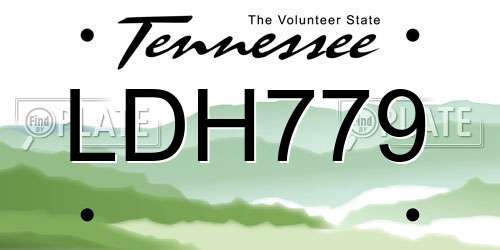 LDH779 Tennessee License Plate