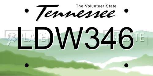 LDW346 Tennessee License Plate