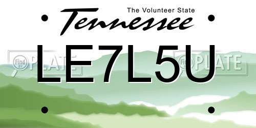LE7L5U Tennessee License Plate