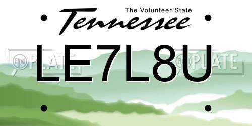 LE7L8U Tennessee License Plate