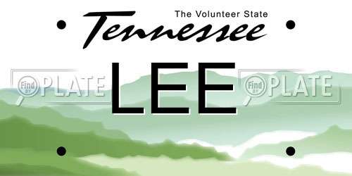LEE Tennessee License Plate