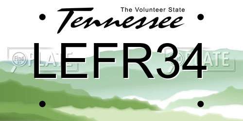 LEFR34 Tennessee License Plate