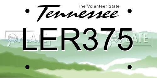 LER375 Tennessee License Plate