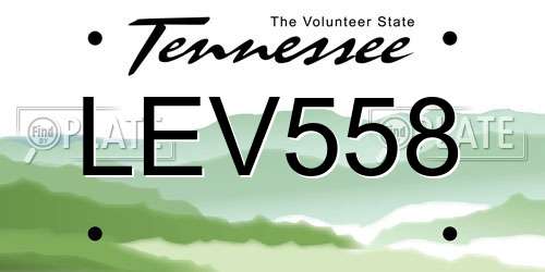 LEV558 Tennessee License Plate