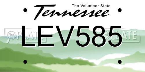 LEV585 Tennessee License Plate