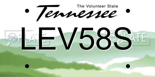 LEV58S Tennessee License Plate