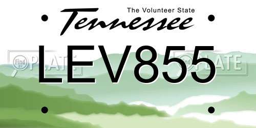 LEV855 Tennessee License Plate