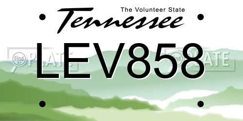 LEV858 Tennessee License Plate