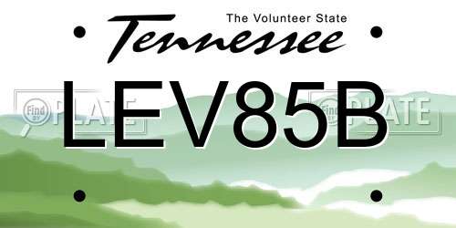 LEV85B Tennessee License Plate