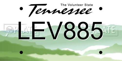 LEV885 Tennessee License Plate