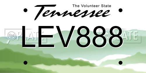 LEV888 Tennessee License Plate