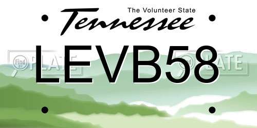 LEVB58 Tennessee License Plate