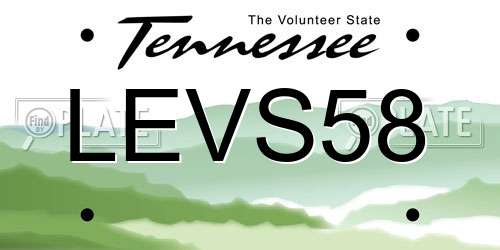 LEVS58 Tennessee License Plate