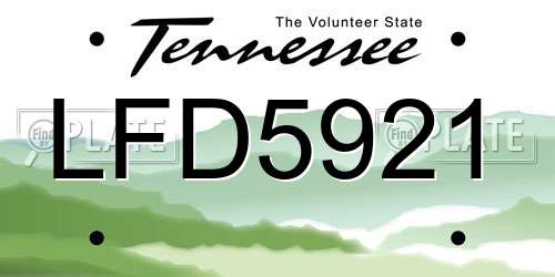 LFD5921 Tennessee License Plate