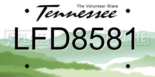 LFD8581 Tennessee License Plate