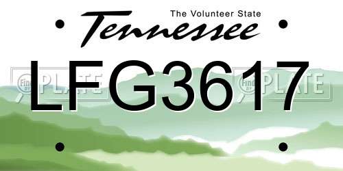 LFG3617 Tennessee License Plate