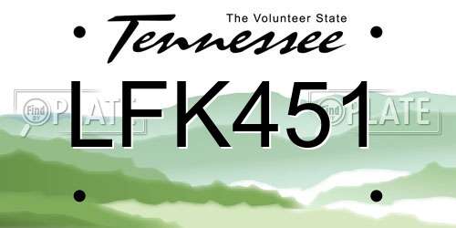 LFK451 Tennessee License Plate