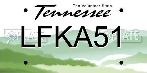 LFKA51 Tennessee License Plate