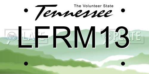 LFRM13 Tennessee License Plate