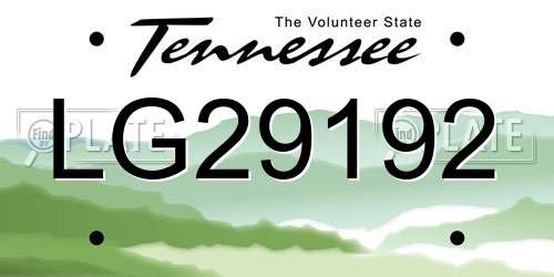 LG29192 Tennessee License Plate