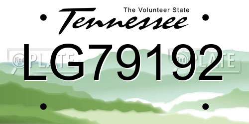 LG79192 Tennessee License Plate