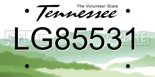 LG85531 Tennessee License Plate