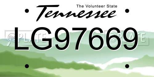 LG97669 Tennessee License Plate