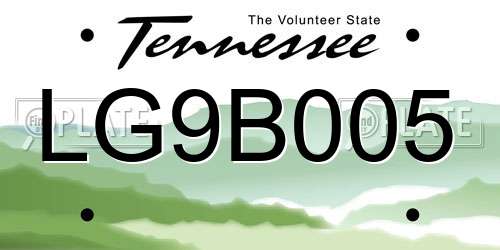 LG9B005 Tennessee License Plate