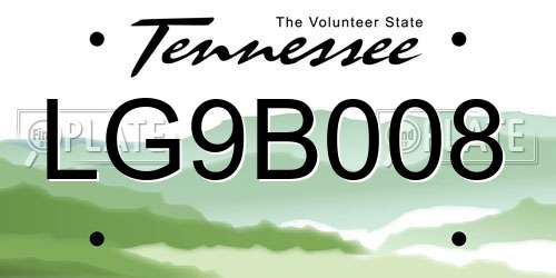 LG9B008 Tennessee License Plate