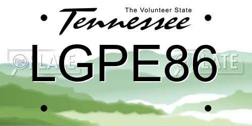 LGPE86 Tennessee License Plate