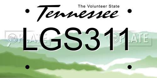 LGS311 Tennessee License Plate