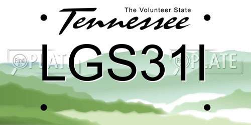 LGS31I Tennessee License Plate